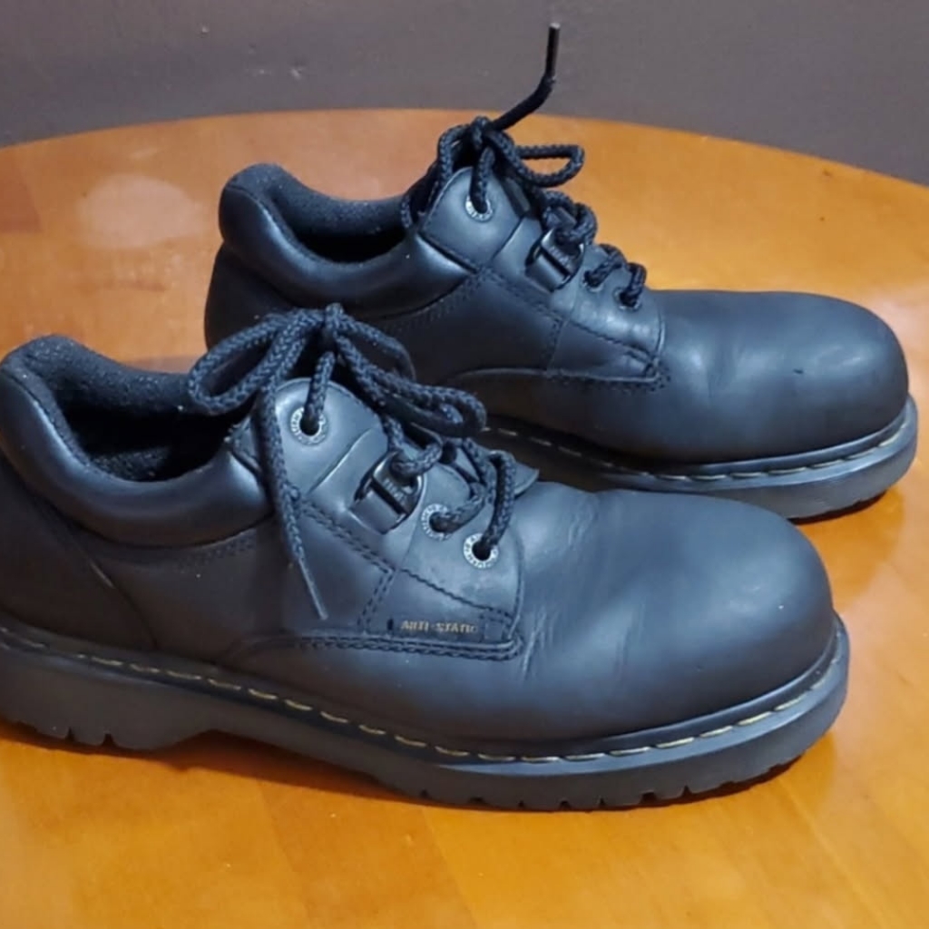 Dr. Martens Industrial Steel Unisex Work Black Leather Shoes Size 10m - 11w